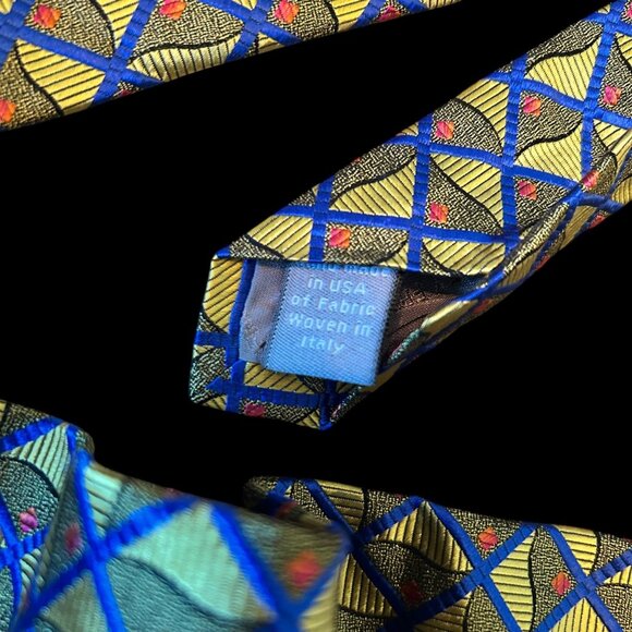 Hickey Freeman 100% Silk Woven Geometric Novelty Retro Print Tie - Picture 4 of 6